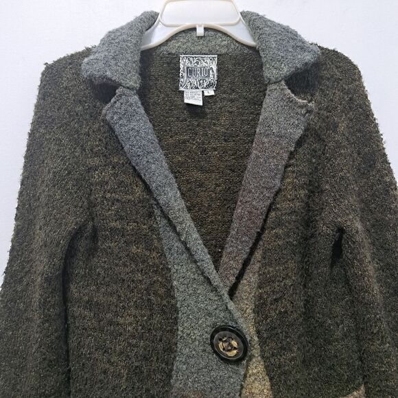 Curio Ombre Wool Blend Grannycore Cozy Cardigan Large Gray Multi-color - Picture 10 of 16